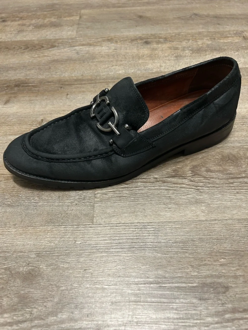 Donald J. Pliner Men’s Size 10.5 Black Suede Horse Bit Loafers Lug Sole‎ Shoes